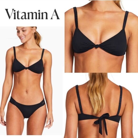 Vitamin A Black ZURI Bikini Top Size 6/S Sold out Online - Picture 1 of 13